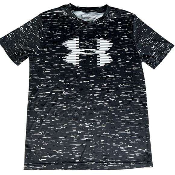Under Armour Boys Loose Heat Gear Big Logo Printed Short Sleeve Size Youth Large - Picture 1 of 8